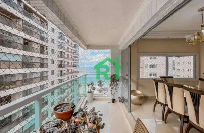 Apartamento à beira mar, 3 suítes, 2 vagas, área de lazer, jardim astúrias, guarujá/sp
