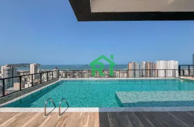 Apartamento com 1 quarto, varanda gourmet, 1 vaga, à venda em praia da enseada, guarujá