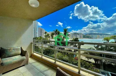 Apartamento frente mar, 3 dormitórios (1 suíte), 1 vaga, área de lazer, jardim astúrias, guarujá/sp