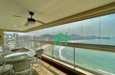 Apartamento frente mar, 3 dormitórios (1 suíte), 2 vagas, área de lazer, jardim astúrias, guarujá/sp