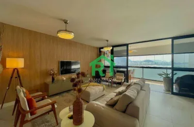Apartamento frente mar, 3 dormitórios (3 suítes), 2 vagas, área de lazer, jardim astúrias, guarujá/sp