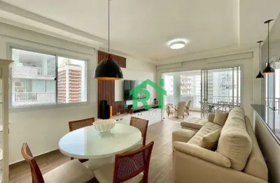 Apartamento com varanda gourmet, 3 dormitórios (1 suíte), 2 vagas, jardim astúrias, guarujá/sp