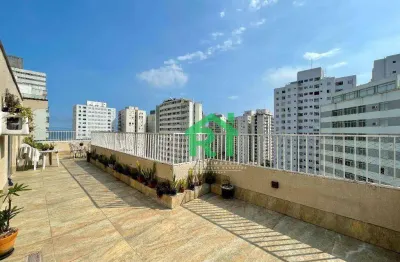 Cobertura penthouse, 3 dormitórios (1 suíte), 2 vagas, pitangueiras, guarujá/sp