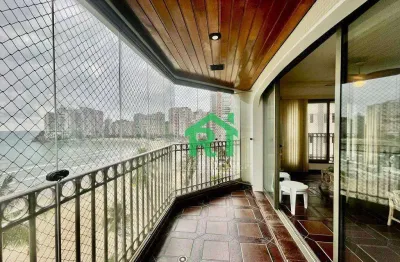 Apartamento frente mar, 4 dormitórios (3 suítes), 2 vagas, lazer, jardim astúrias, guarujá/sp