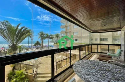 Apartamento frente mar, 3 dormitórios (1 suíte), 2 vagas, área de lazer, jardim astúrias, guarujá/sp