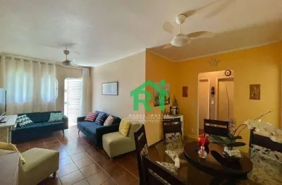 Apartamento com sacada, 2 dormitórios, 1 vaga, tombo, guarujá/sp