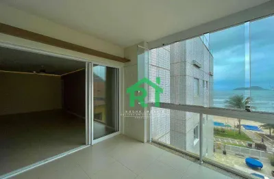 Apartamento frente mar, varanda gourmet, 3 dormitórios (3 suítes), 3 vagas, lazer, tombo, guarujá/sp
