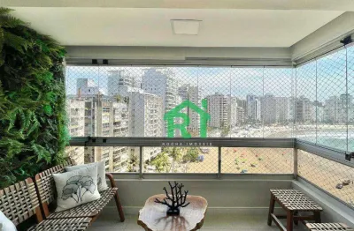 Apartamento à beira mar com 3 dormitórios (1 suíte), 2 vagas, lazer, jardim astúrias, guarujá/sp