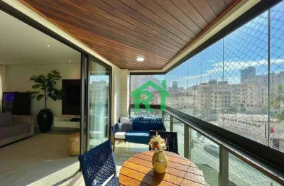 Apartamento quadra mar, 4 dormitórios (2 suítes), 2 vagas, área de lazer, jardim astúrias, guarujá/sp