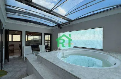 Cobertura frente mar com 6 quartos (4 suítes), 3 vagas e lazer à venda em Pitangueiras, Guarujá