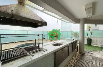 Cobertura duplex frente-mar, reformada, 4 suítes, 3 vagas, lazer, pitangueiras, guarujá/sp