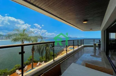 Apartamento frente mar, 4 dormitórios (4 suítes), 3 vagas, lazer, jardim astúrias, guarujá/sp