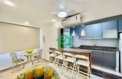 Apartamento beira-mar, reformado, 1 dormitório (suíte), 1 vaga, pitangueiras, guarujá/sp