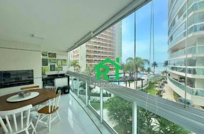 Apartamento frente mar com 3 dormitórios (1 suíte), 2 vagas, lazer, jardim astúrias, guarujá/sp