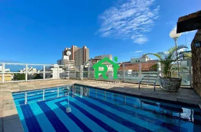 Cobertura à beira mar com 2 dormitórios (2 suítes), 2 vagas, piscina, praia da enseada, guarujá/sp