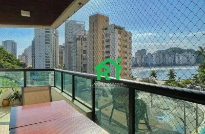 Apartamento vista mar, 3 quartos (1 suíte) i praia das astúrias, guarujá.