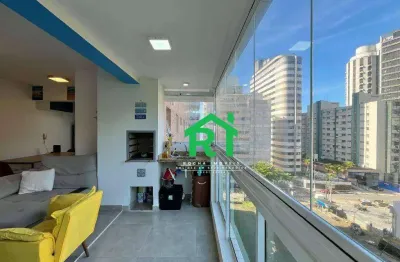Apartamento á beira mar com 2 quartos, 2 vagas, lazer, jardim astúrias, guarujá/sp