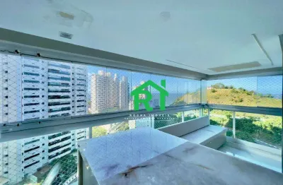 Apartamento frente mar, 2 quartos (1 suíte), varanda gourmet, lazer, 2 vagas à venda em jardim astúrias, guarujá