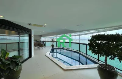 Apartamento à beira mar com 4 dormitórios (4 suítes), 3 vagas, lazer, jardim astúrias, guarujá/sp