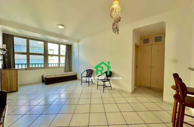 Apartamento beira mar, vista mar, 1 dormitório, pitangueiras, guarujá/sp.