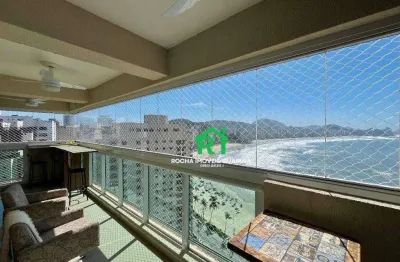 Apartamento frente mar com 3 quartos (1 suíte), 2 vagas e lazer à venda em jardim astúrias, guarujá