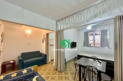 Apartamento beira mar, 1 dormitório, 1 vaga, praia do tombo - guarujá/sp