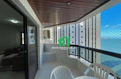 Apartamento beira mar, 2 dormitórios (1 suíte), 2 vagas, lazer, jardim astúrias, guarujá/sp