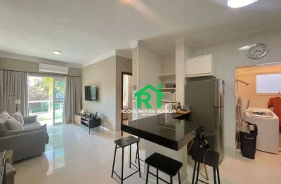 Apartamento à beira mar com 1 quarto, 2 vagas e lazer à venda no tombo, guarujá/sp