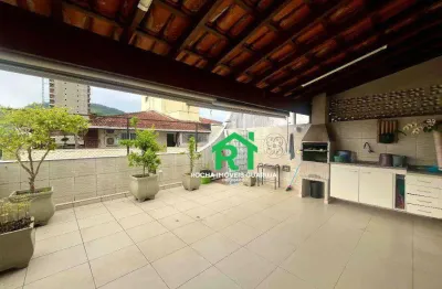 Cobertura com 4 dormitórios (1 suíte), 1 vaga, churrasqueira, praia das astúrias - guarujá/sp