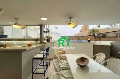 Cobertura à beira mar, 4 dormitórios (1 suíte), 3 vagas, lazer, enseada, guarujá/sp