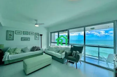 Apartamento frente mar, vista mar, 4 dormitórios, 1 vaga, pitangueiras, guarujá/sp.