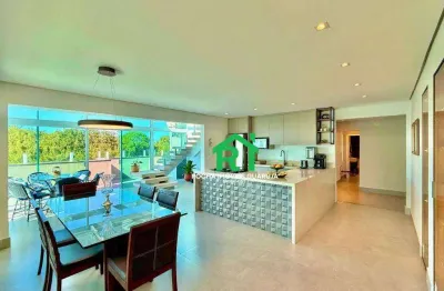 Cobertura duplex, beira mar, vista mar, 4 dormitórios (4 suítes), 2 vagas, astúrias, guarujá/sp.