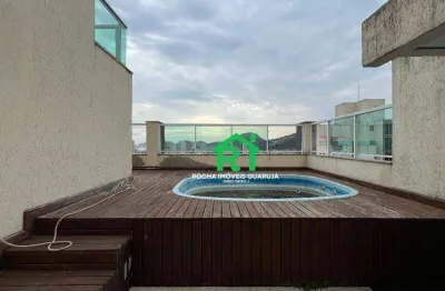 Cobertura à beira mar com 3 quartos (2 suítes), 2 vagas e lazer à venda em enseada, guarujá