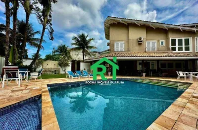 Casa com 5 suítes, 4 vagas, lazer à venda em acapulco, guarujá
