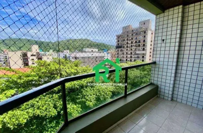 Apartamento com 1 suíte, sala 2 ambientes e sacada localizado a 600m da praia da enseada, guarujá.