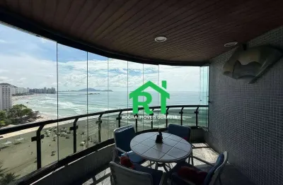 Apartamento frente mar com 4 dormitórios e lazer com piscina – Praia das Astúrias, Guarujá