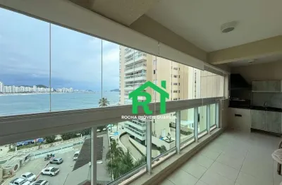 Apartamento frente mar com varanda gourmet e lazer completo – Praia das Astúrias, Guarujá