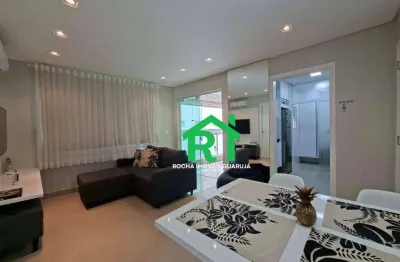 Apartamento com 1 quarto, 2 vagas, lazer à venda em Pitangueiras, Guarujá.