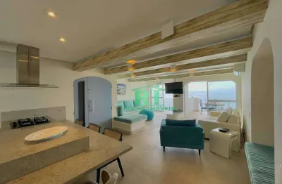 Apartamento frente mar, reformado, 3 dormitórios (2 suítes), 1 vaga de garagem, pitangueiras, guarujá/sp