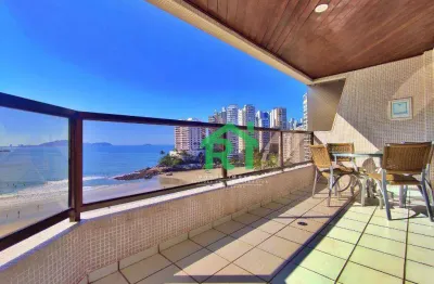 Apartamento frente mar, 4 quartos (suítes), 2 vagas, piscina, praia das astúrias, guarujá.