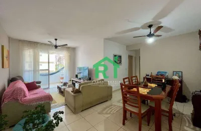 Apartamento com sacada, 3 dormitórios (1 suíte), 1 vaga, área de lazer, jardim astúrias, guarujá/sp