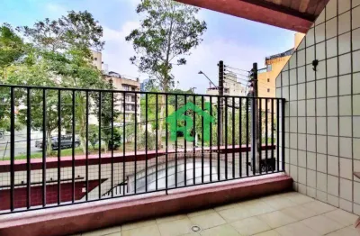 Apartamento com sacada, 2 dormitórios (1 suíte), 1 vaga, tombo, guarujá/sp