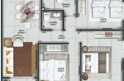 Apartamento com 3 dormitórios à venda, 105 m² por R$ 948.000,00 - Canto do Forte - Praia Grande/SP