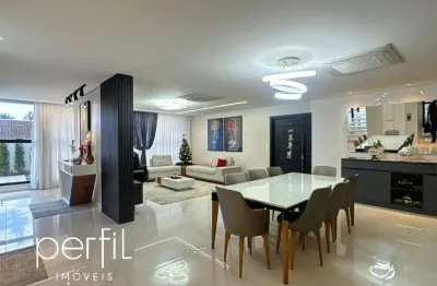 Espetacular casa de 5 quartos em condomínio no saguaçu, joinville-sc: 2 suítes, 3 salas, 5 banheiros e 4 vagas.