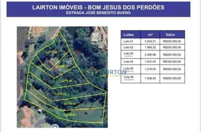 Terrenos Desdobrados à Venda em Bom Jesus dos Perdões – Próximo a Atibaia