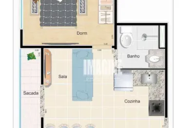 Studio na vila formosa com 1 dormitório, sacada, 33 m²