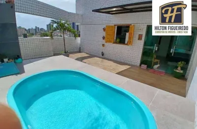Cobertura com 2 dormitórios e area com pircina privativa à venda, 60 m² por r$ 720.000 - aeroclube - joão pessoa/pb