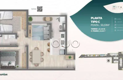 Apartamento com 2 dormitórios à venda, 50 m² por r$ 221.000,00 - potiguar - piracicaba/sp