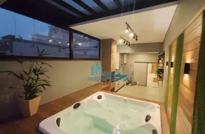 Pompéia - cobertura penthouse - vista mar -160m² -3 dormitórios ( sendo 1 suíte ) -03 banheiros- spa - 3 vagas - churrasqueira ( co0215)