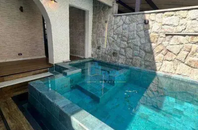 Casa sobrado - isolada - mobiliada - 4 dormitórios- piscina - 3 vagas - boqueirão - santos /sp